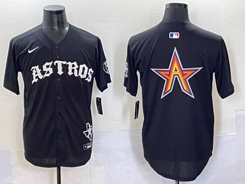 Men 2025 Houston Astros Blank Black Seven generations Joint Name Nike MLB Jersey style 8
